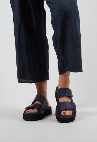 Double Strap Mules in Gasoline Indaco