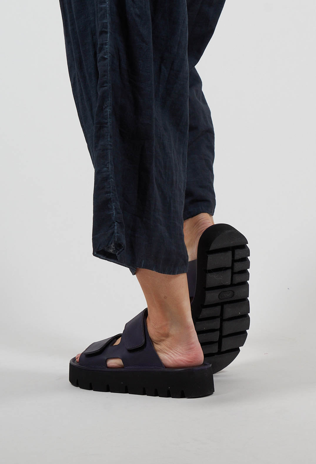 Double Strap Mules in Gasoline Indaco