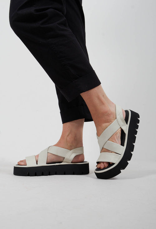 Cross Strap Sandals in Gasoline Greige
