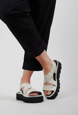 Cross Strap Sandals in Gasoline Greige