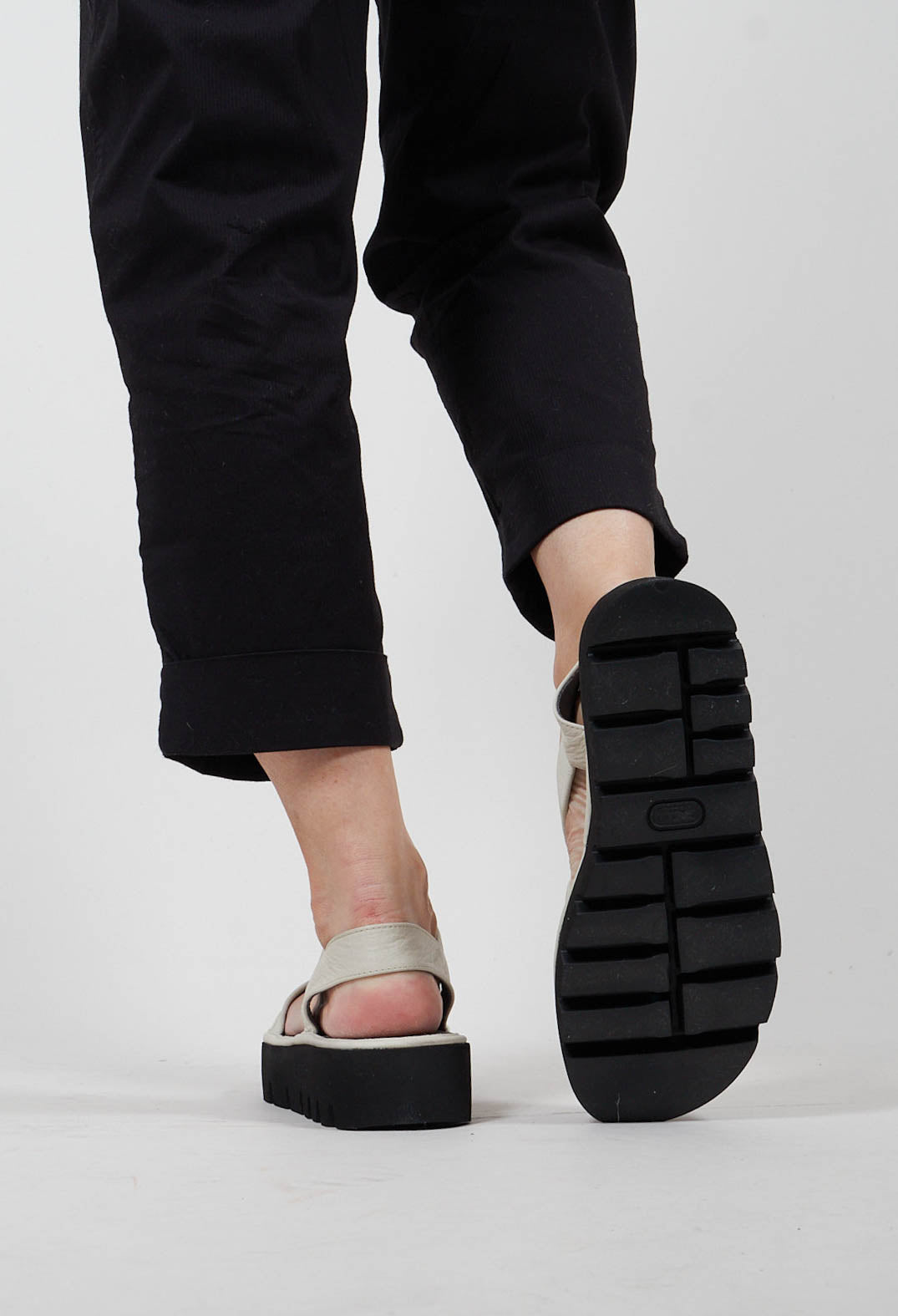 Cross Strap Sandals in Gasoline Greige