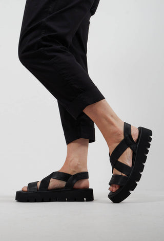 Cross Strap Sandals in Gasoline Nero