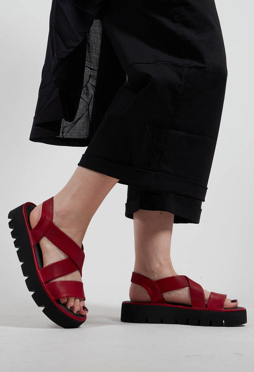 Cross Strap Sandals in Gasoline Rosso