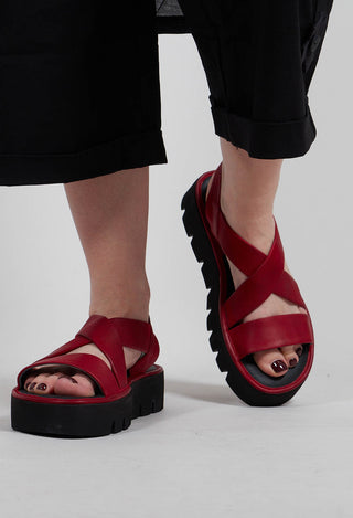 Cross Strap Sandals in Gasoline Rosso