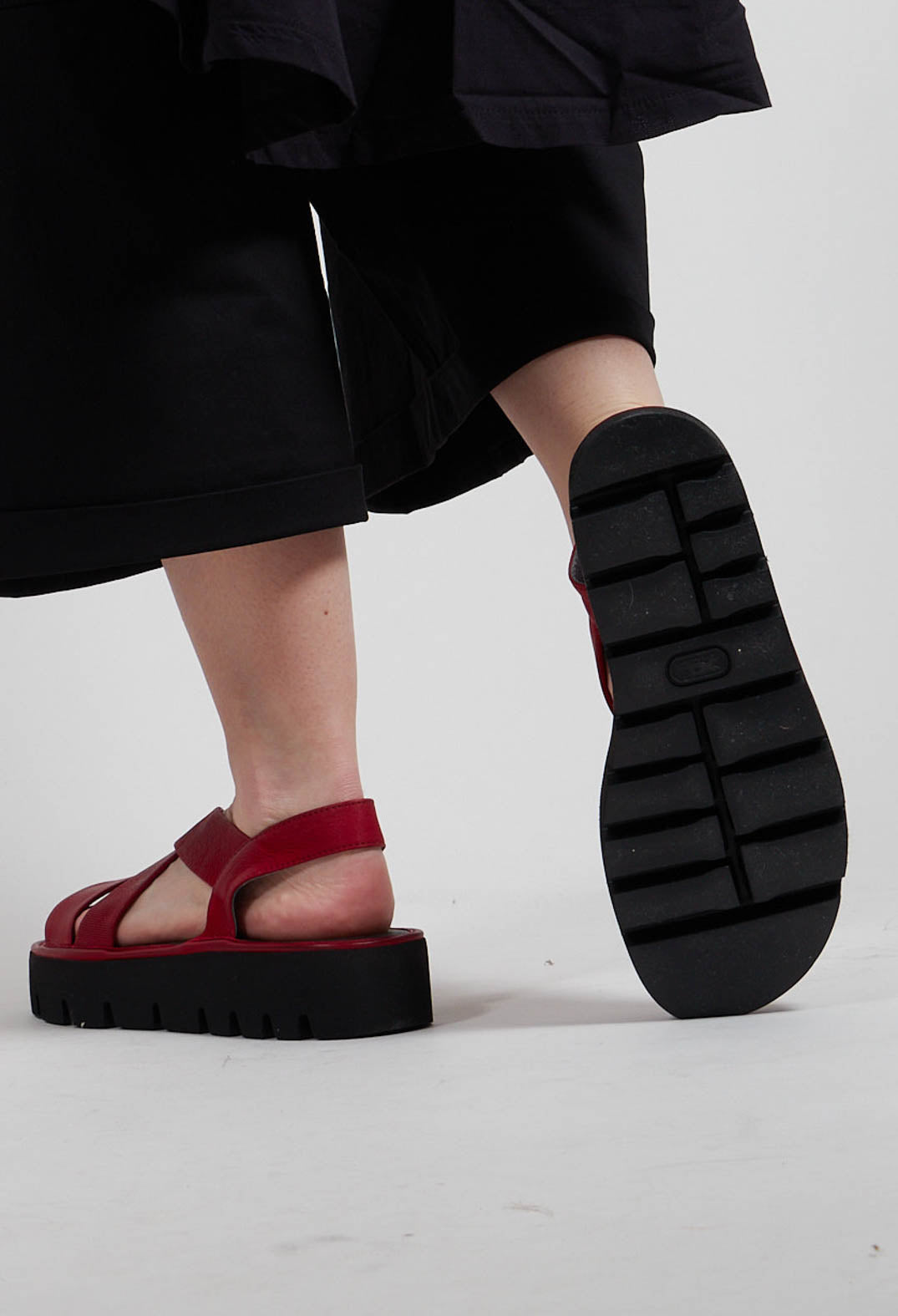 Cross Strap Sandals in Gasoline Rosso