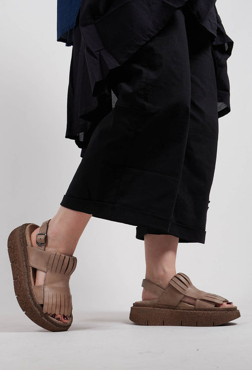 Fringed Sandals in Gasoline Malto