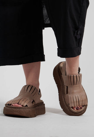 Fringed Sandals in Gasoline Malto