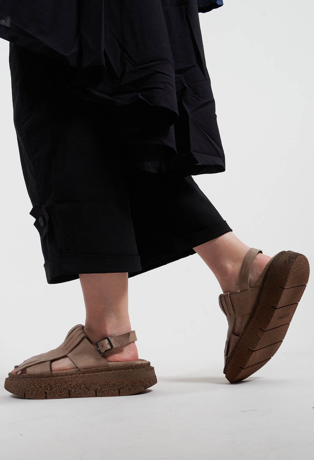 Fringed Sandals in Gasoline Malto