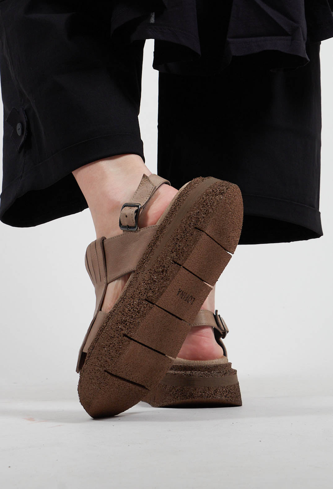 Fringed Sandals in Gasoline Malto