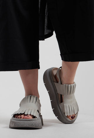 Fringed Sandals in Gasoline Perla Akoya