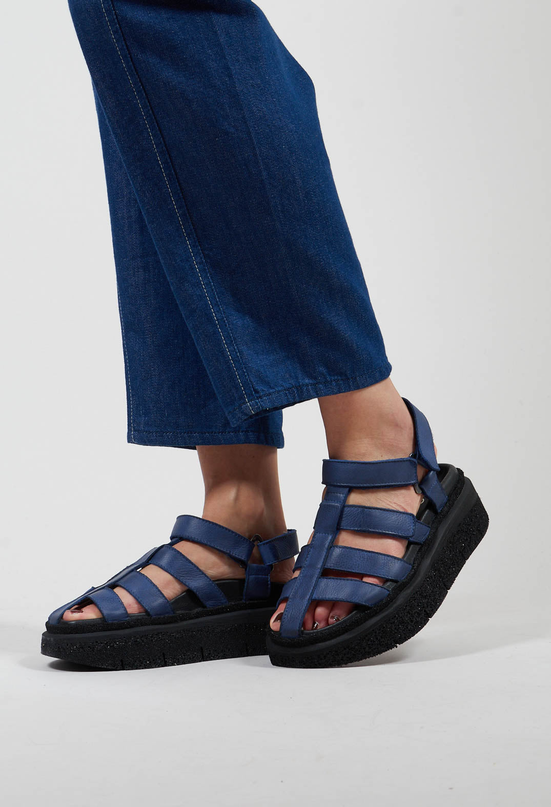 Platform Cage Sandals in Gasoline Blu Indemoniato