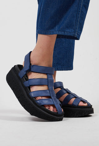 Platform Cage Sandals in Gasoline Blu Indemoniato
