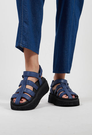 Platform Cage Sandals in Gasoline Blu Indemoniato
