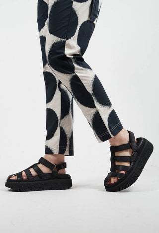 Platform Cage Sandals in Gasoline Nero