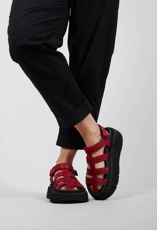 Platform Cage Sandals in Gasoline Rosso