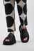 Double Cross Strap Sandals in Gasoline Nero