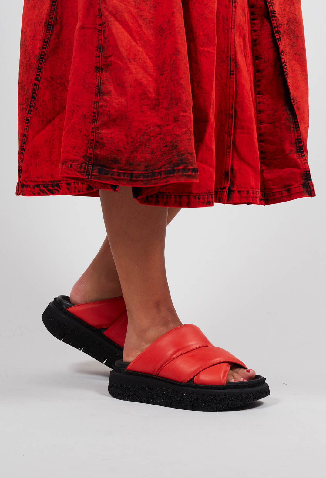 Double Cross Strap Sandals in Gasoline Spritz Aperol
