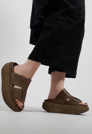 Sliders with Platform Sole in Gasoline Barbados