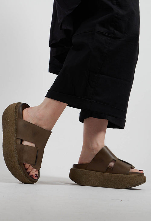 Sliders with Platform Sole in Gasoline Barbados