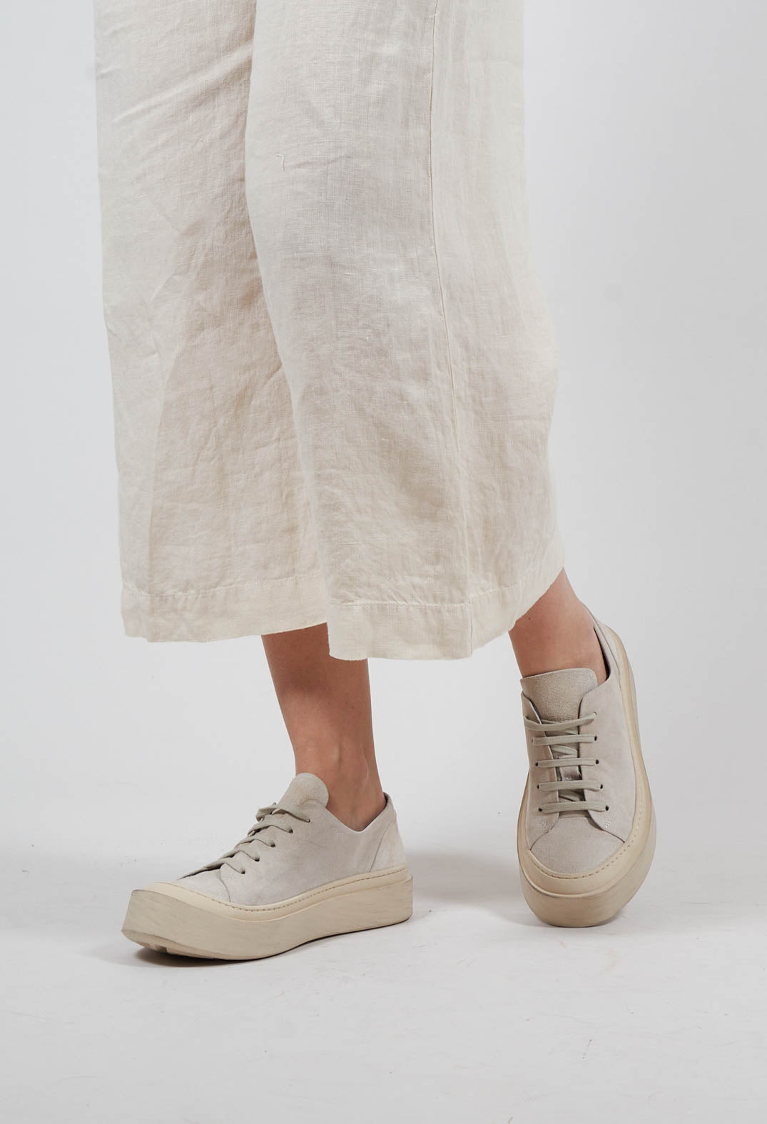 Lace Up Chunky Sole Pumps in London Magnolia