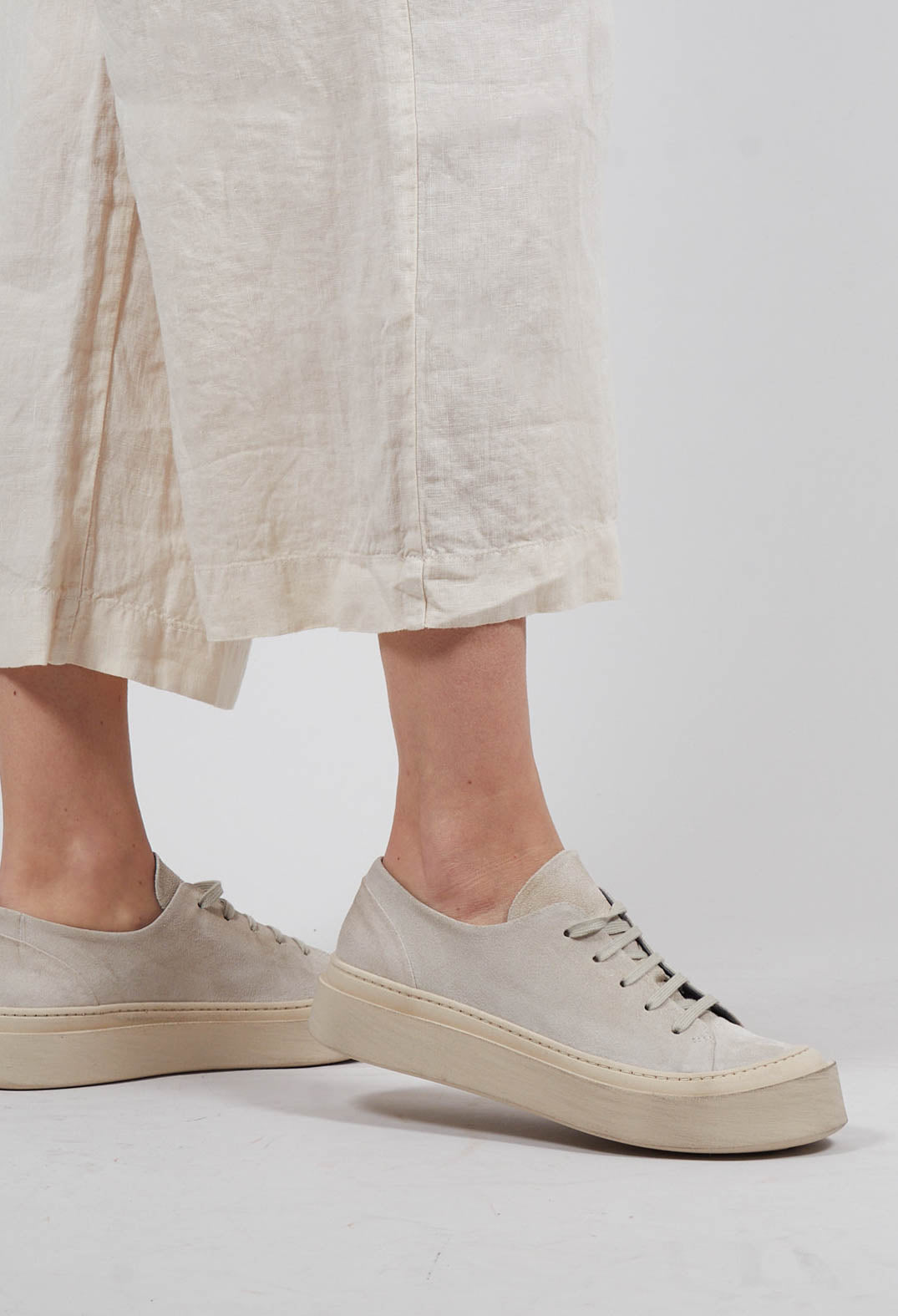 Lace Up Chunky Sole Pumps in London Magnolia