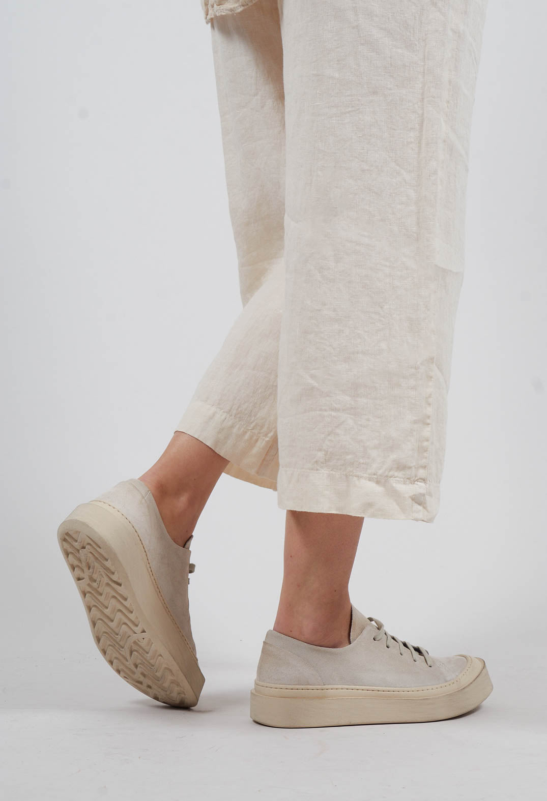 Lace Up Chunky Sole Pumps in London Magnolia