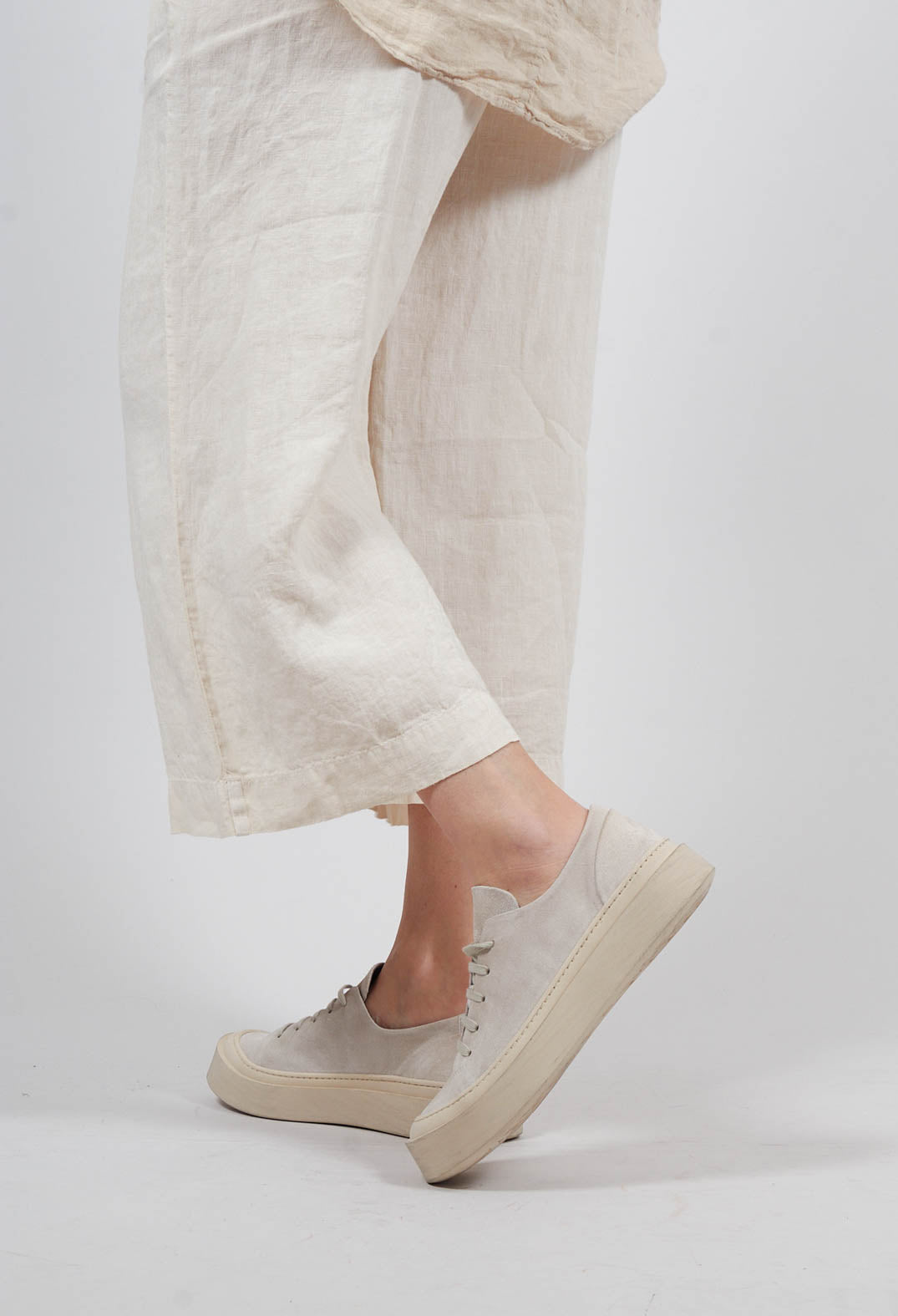 Lace Up Chunky Sole Pumps in London Magnolia