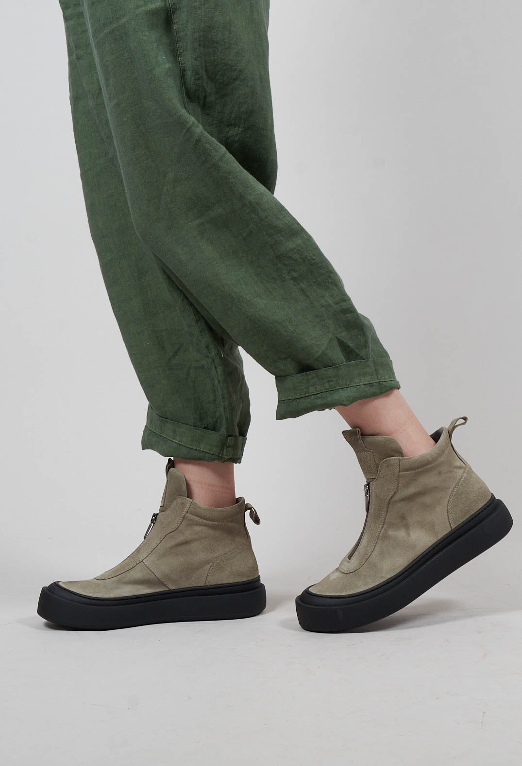 Zip Front Boots in London Stone