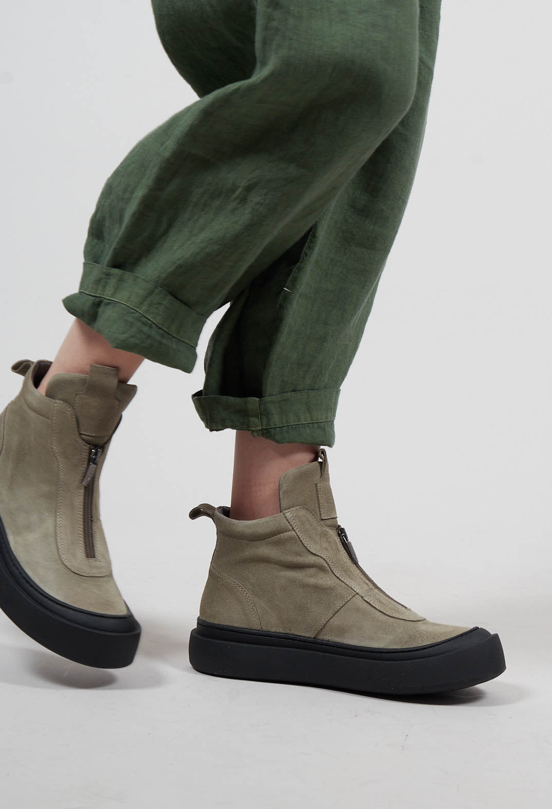 Zip Front Boots in London Stone