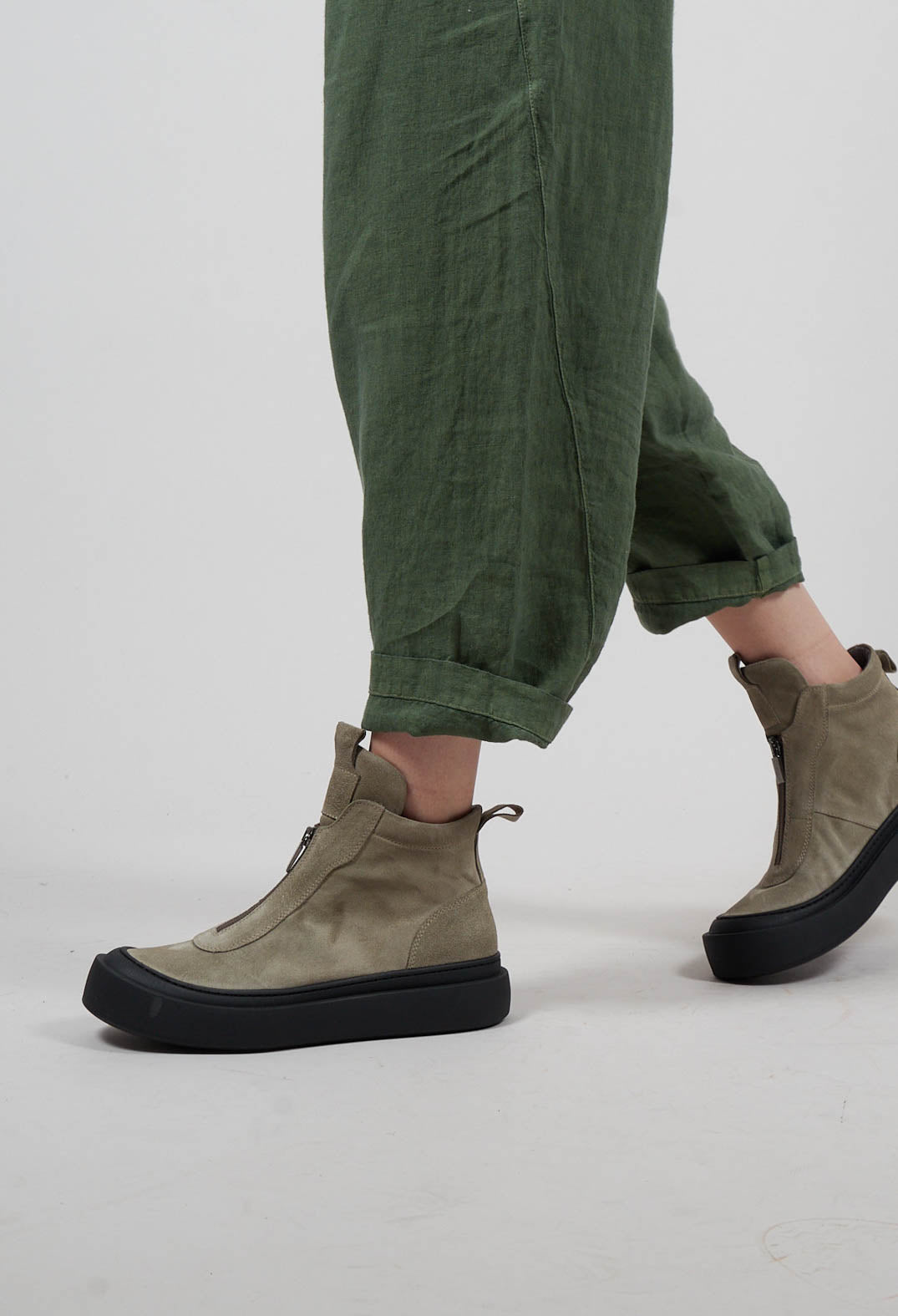 Zip Front Boots in London Stone