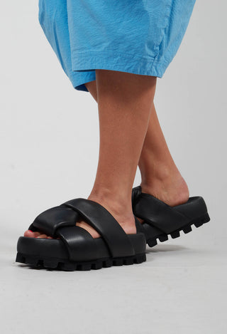Cleated Sole Sandals in Gasoline Nero