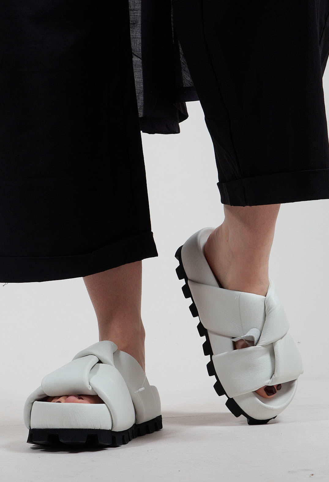 Cleated Sole Sandals in Gasoline Bianco Ottico