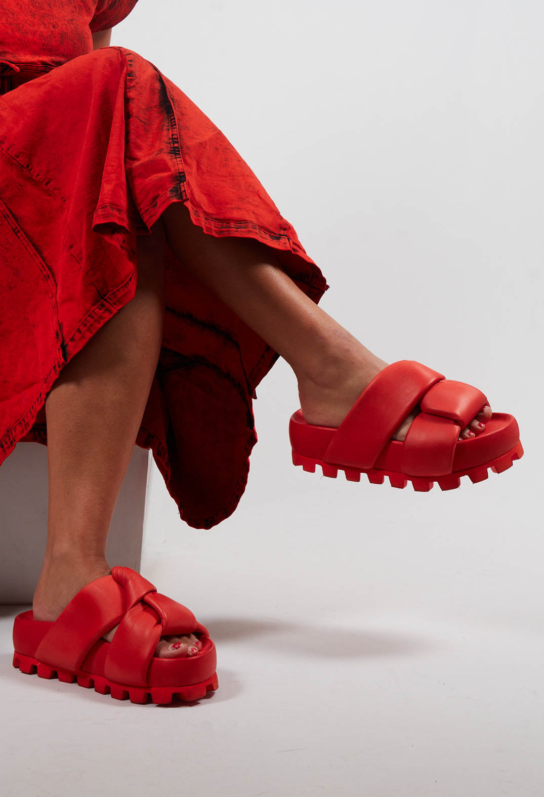 Cleated Sole Sandals in Gasoline Spritz Aperol
