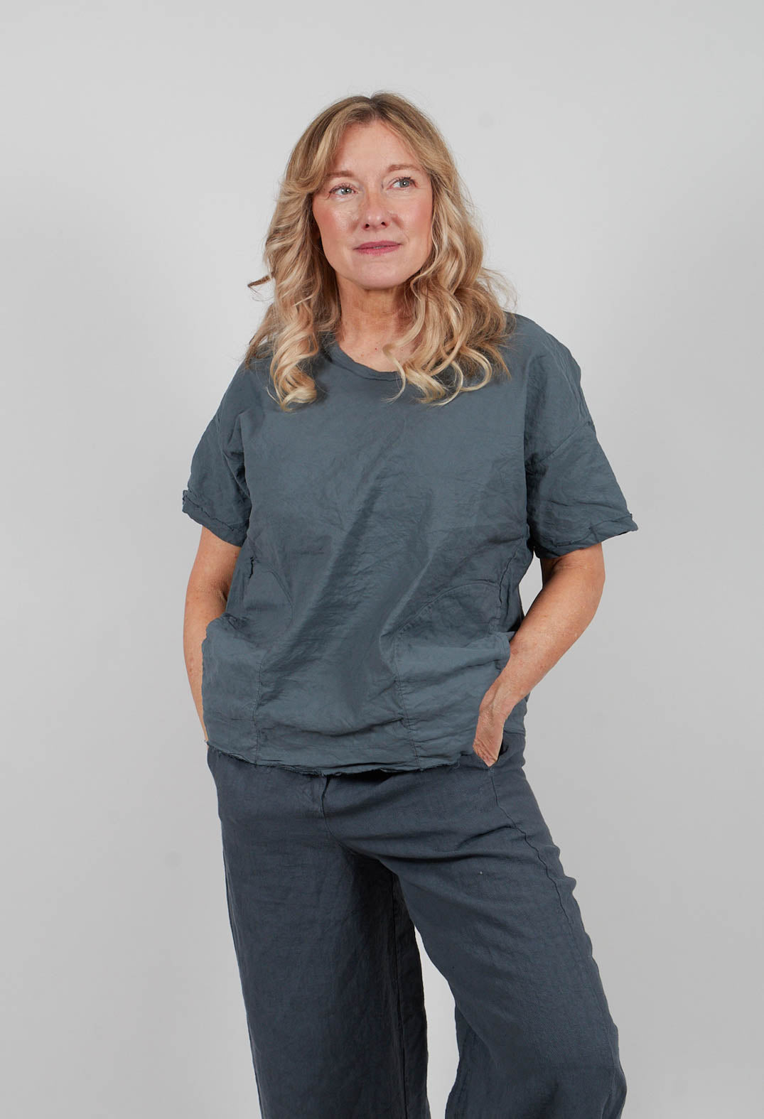 Round Neck Blouse in Asfalto