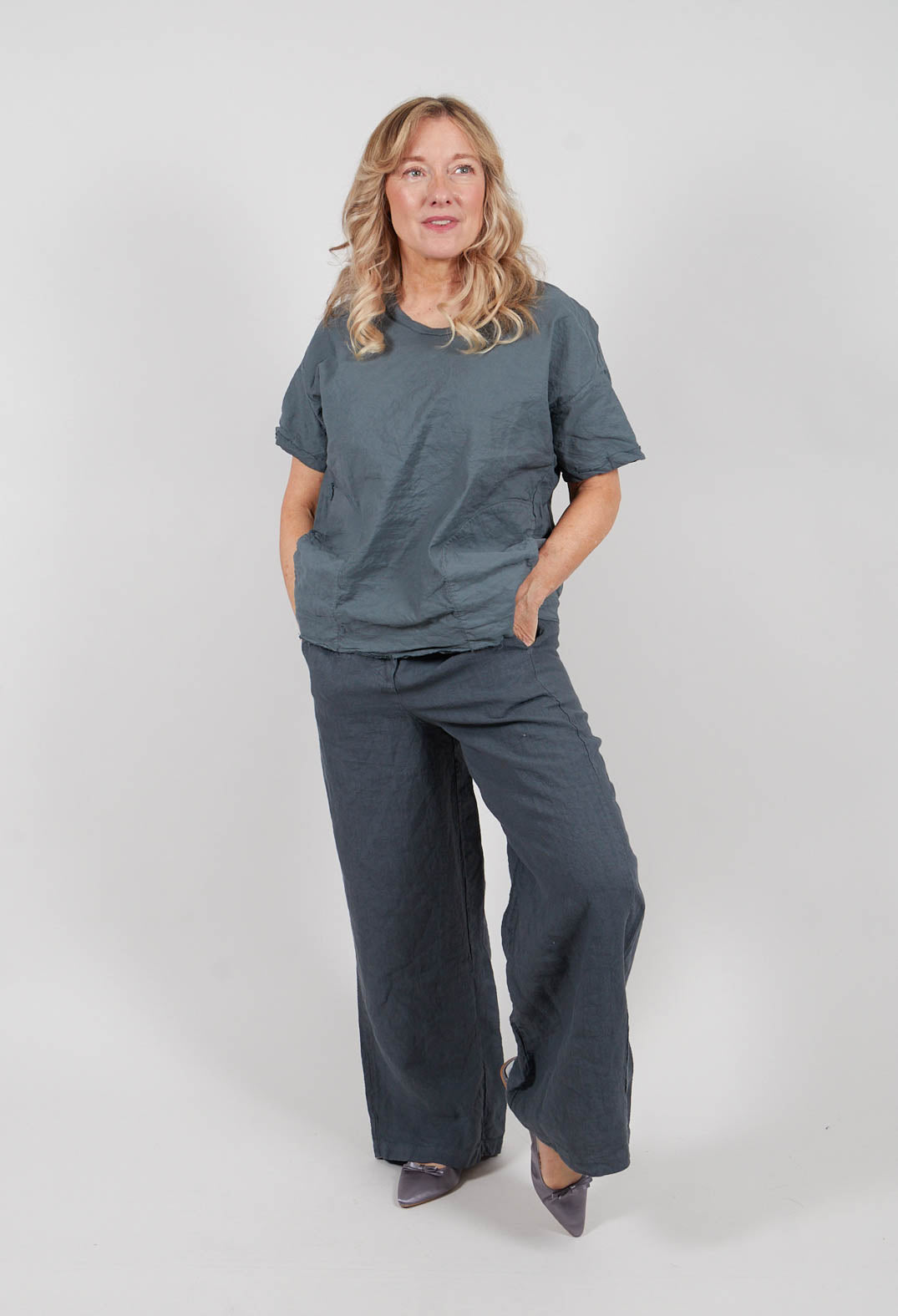 Round Neck Blouse in Asfalto