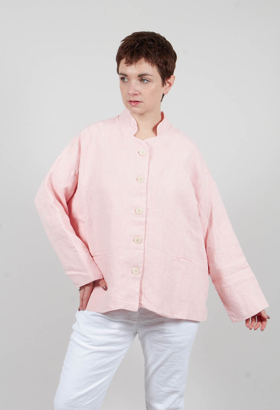 Stand Collar Jacket in Rosa