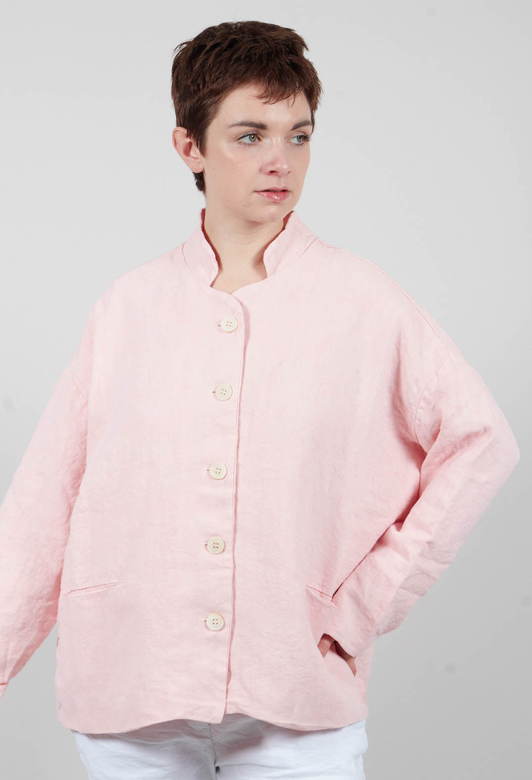 Stand Collar Jacket in Rosa
