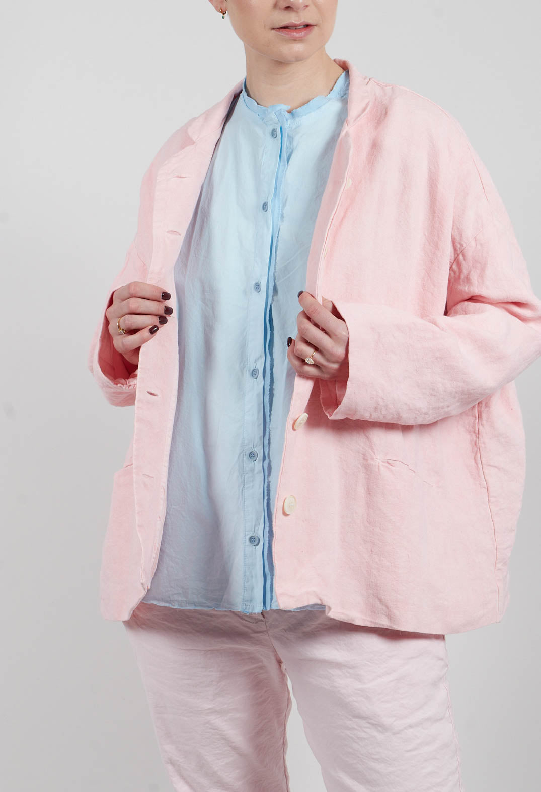 Stand Collar Jacket in Rosa