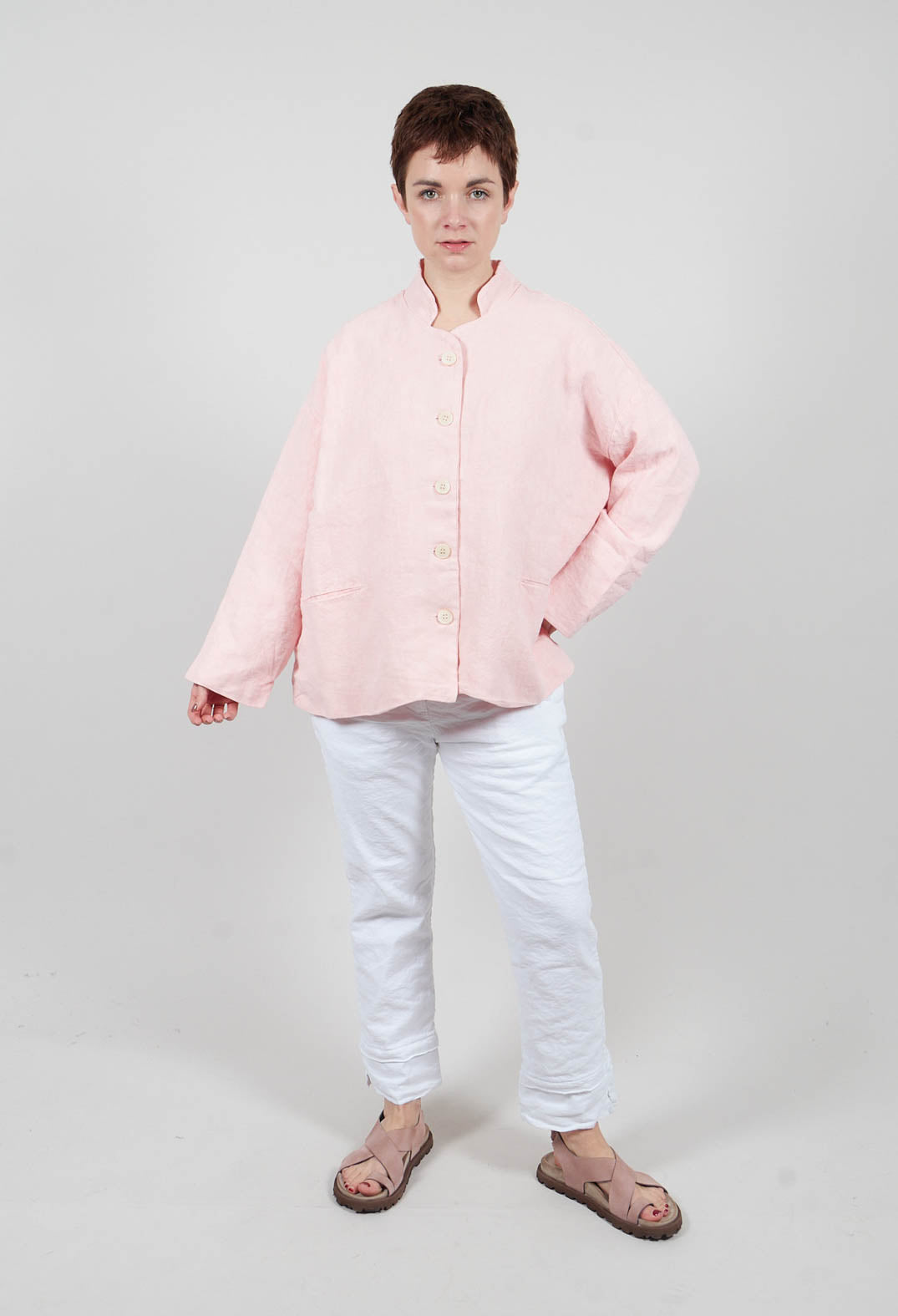 Stand Collar Jacket in Rosa