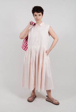 Half-Buttoned Dress in Stripe