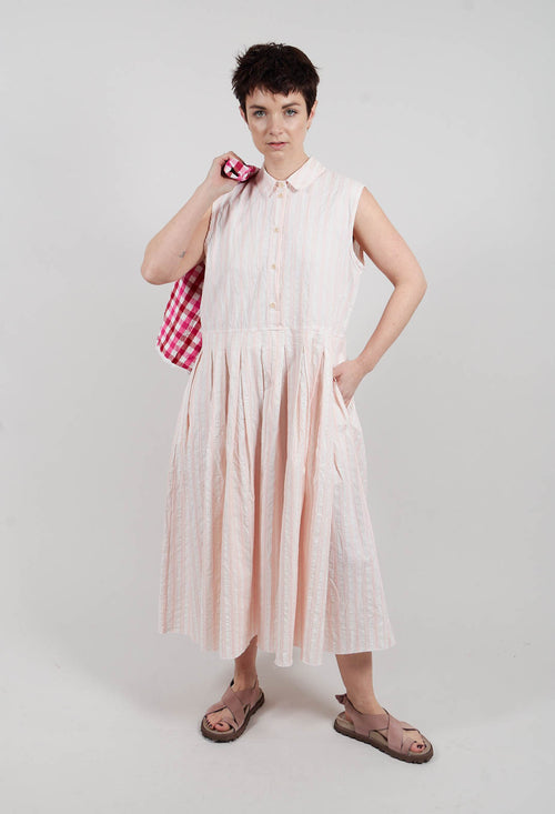 Half-Buttoned Dress in Stripe