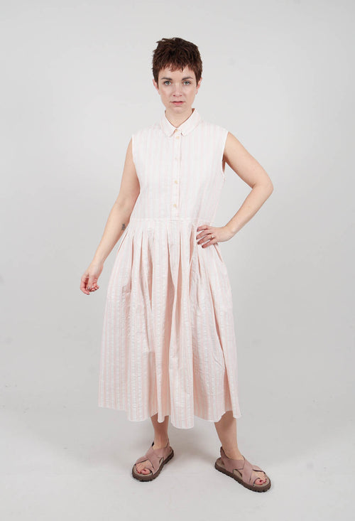 Half-Buttoned Dress in Stripe