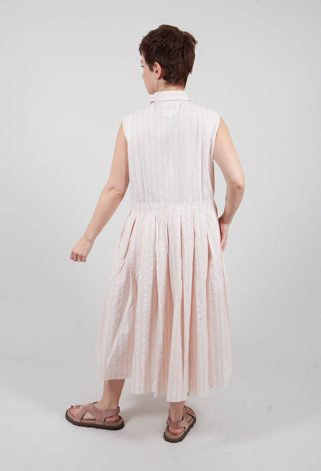 Half-Buttoned Dress in Stripe