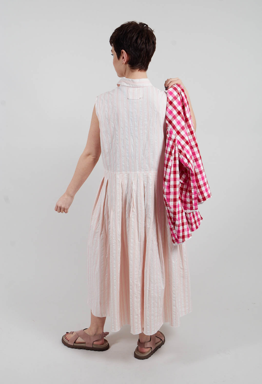 Half-Buttoned Dress in Stripe