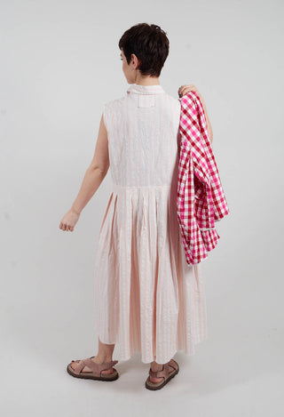 Half-Buttoned Dress in Stripe