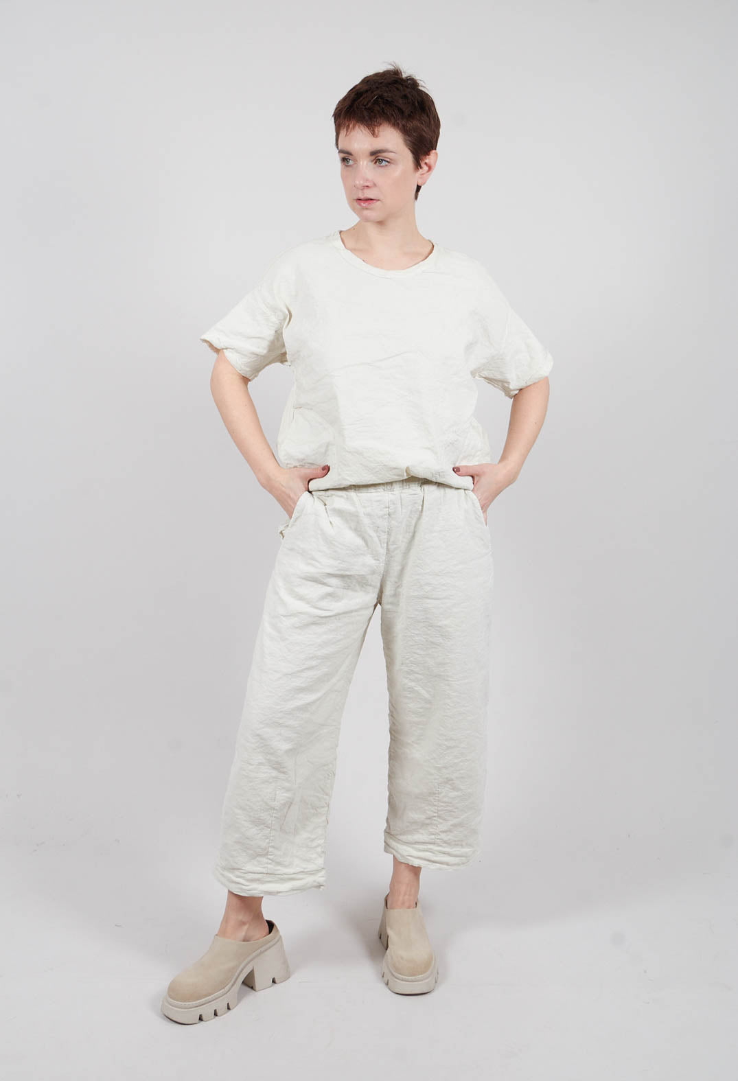 Cropped Trousers in Chalk