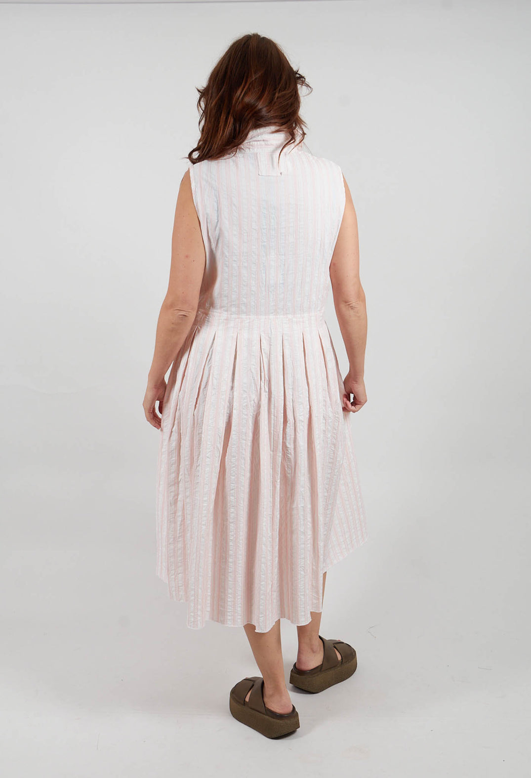 Half-Buttoned Dress in Stripe