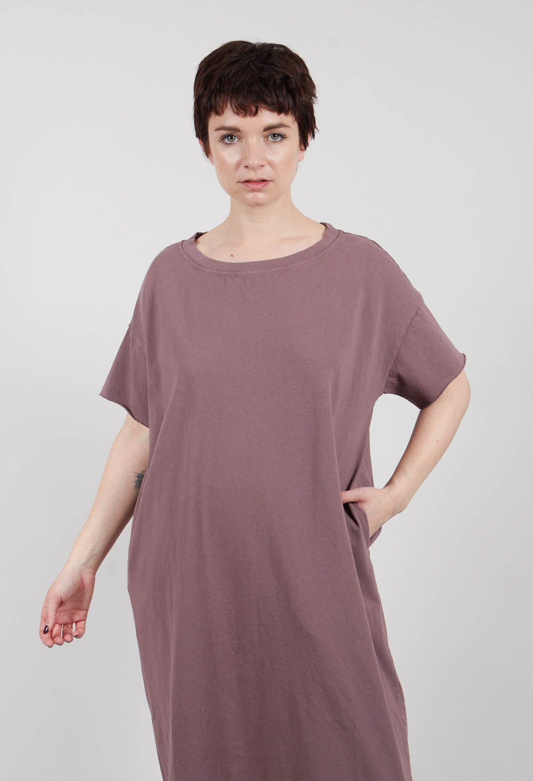 Long T-Shirt Dress in Mauve