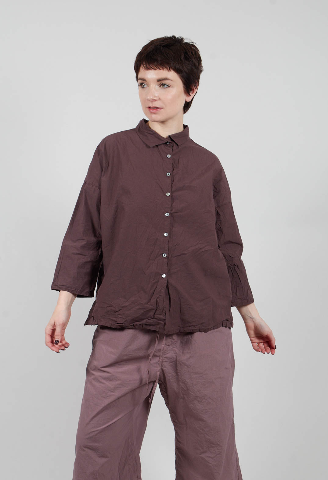 Short Collar Shirt TC in Grape