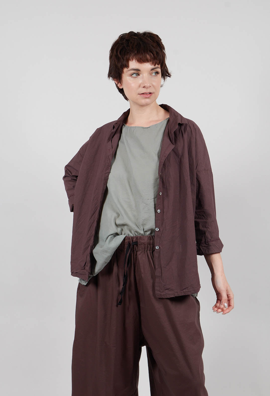 Short Collar Shirt TC in Grape